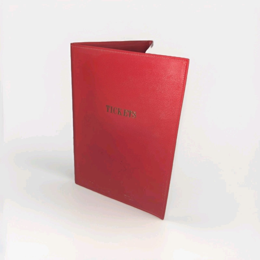 Vintage Metropolitan Opera Guild Ticket Folio Red Real‎ Calf Trifold Leather
